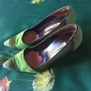 Manila Blahnik Plezek calf hair pumps 37.5